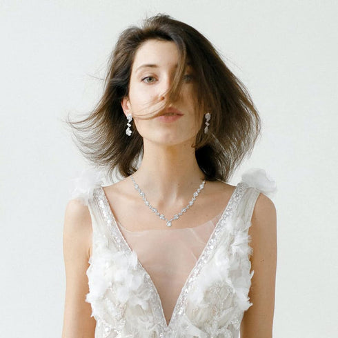 Bridal Jewelry Set Rhinestone Wedding Jewelry Set Include Wome Necklace Bracelet Earrings Brides Bridesmaid Prom Costume Jewelry Set for Bridal We...