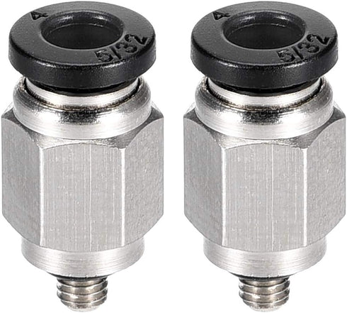 uxcell Straight Pneumatic Push To Quick Connect Fittings M3 Male x 4mm Tube OD Silver Tone 2pcs...