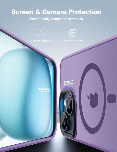 Tigowos Cellular Phone Case for iPhone 15 Plus & iPhone 14 Plus, Magnetic MIL-Grade Drop Tested, Matte Back Cover, Deep Purple......