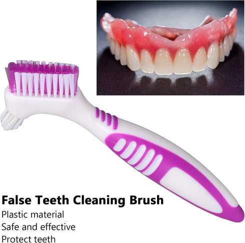 Portable Safe Denture Brush Double Plastic False Teeth Brush...