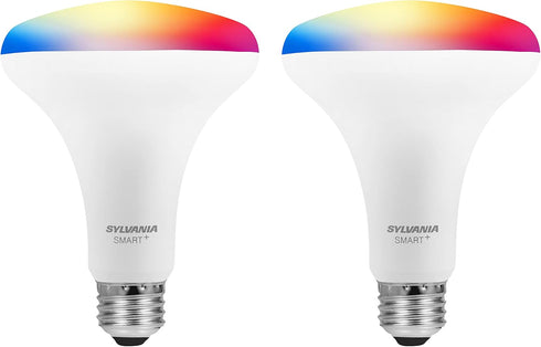 SYLVANIA Bluetooth Mesh LED Smart Light Bulb, One Touch Set Up, BR30 65W Replacement, E26, RGBW Full Color & Adjustable White, Works with Alexa On...