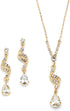 Mariell Gold Cubic Zirconia Prom Jewelry Set, Necklace & Earrings Set for Weddings, Brides, Bridesmaids...