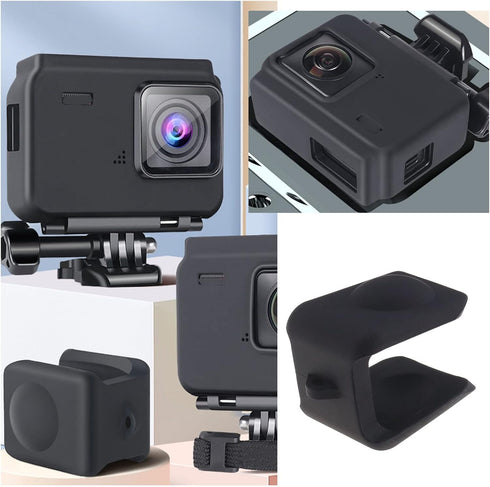 Create idea Set with 2Pcs Mini Case Lens Cap Replacement Compatible with Insta360 ONE R/RS Action Camera Silicone Lens Cover Accessories Black...