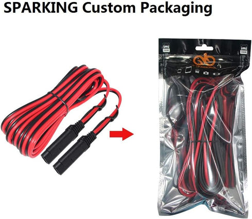 12FT SAE to SAE Extension Cable 16AWG- SAE Extension Cord, SAE 2Pin Bullet Quick Connect 16awg Heavy Duty Wire Harness with Waterproof Cap...