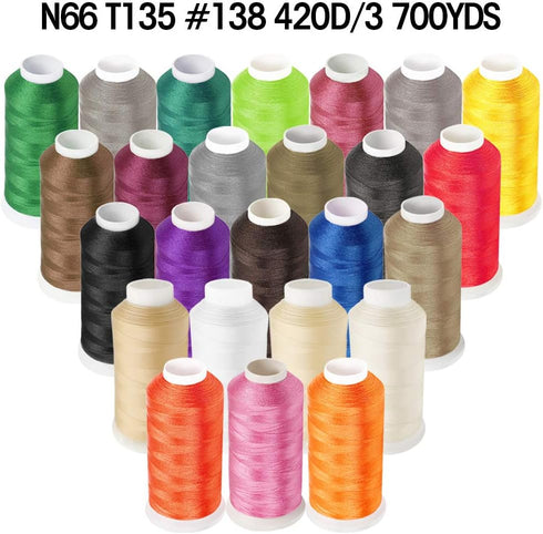 ANMINY Bonded Nylon N66 Sewing Thread 700 Yards Size #138 T135 420D/3 for Leather Denim Hand Machine Craft Shoe Bag Repairing Extra Strong Heavy D...