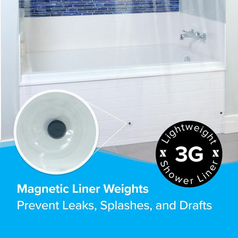 SlipX Solutions Protected Shower Curtain Liner, 3G Lightweight, 70"x72", Clear...