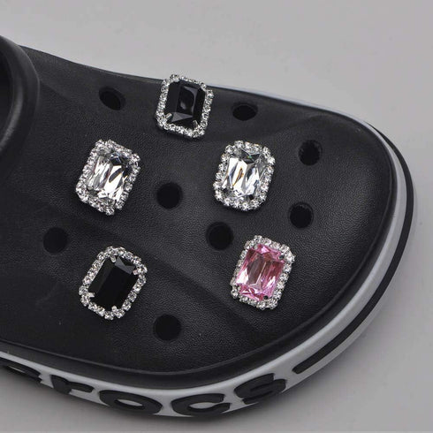 Sew on Rhinestones 50pcs Rectangle Octagon Shaped Rhinestones in Silver Settings Flatback Glass Rhinestone,13x18 mm,Pink...