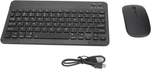 Bluetooth Keyboard Mouse Combo for PC Tablet Phone, Ultra Slim Portable Compact Mouse Keyboard, Rechargeable USB Keyboard 1600DPI Mouse Set (Black...