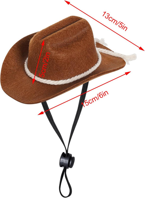Dog Cowboy Hat Dog Cowboy Costume for Small Pet Dogs Cat Cowboy Hat with Bandana Scarf Set Party Accessories (Brown)...