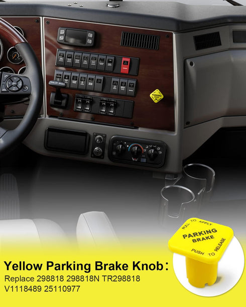 Parking and Air Brake Knobs for Semi Trucks Threaded Fit for Peterbilt Kenworth Volvo and Western Star Truck Yellow Parking Brake Knob and Red Tra...