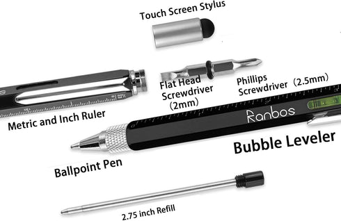 6-in-1 multi-function pen, ballpoint pen with measuring and balance ruler, screwdriver and touchscreen devices, is a great gift for friends and fa...