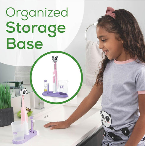 Beurer TB10 Kids Electric Toothbrush Kit - Fun Polly The Panda Cap with 2 Extra-Soft Brush Heads to Help Remove Plaque, 2 Minute Timer, and Rinse ...