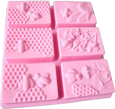 2Pcs Rectangle Bee Silicone Soap Molds, Honeycomb Molds for Chocolate Jelly Candy Homemade Craft Making...