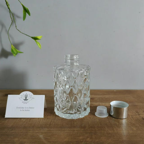 Hosley Mid Century Modern Glass Diffuser Bottles Set of 4 - 4 Inch High, Ideal for Essential Oils, Replacement Diffusers & Reed Sticks, DIY Crafts...