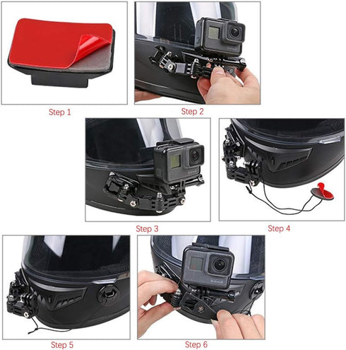Motorcycle Helmet Chin Mount Kit for GoPro Hero 8/7/ (2018)/ 6/5 Black/ 4 Session, DJI OSMO Action, YI Action Camera and More...