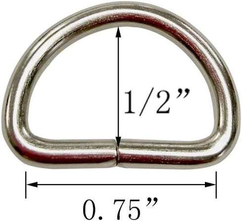 TSJ-STORE 50 CT Heavy Duty Metal D-Rings 3/4 Inch Non Welded D Rings for Sewing, Belts, Dog Leash & Keychains...
