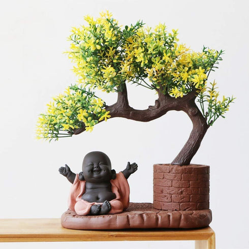 Kingzhuo Ceramic Little Cute Baby Buddha Statue Monk Figurine Buddha Figurines Home Decor Creative Baby Crafts Dolls Ornaments Gift Delicate Ceram...