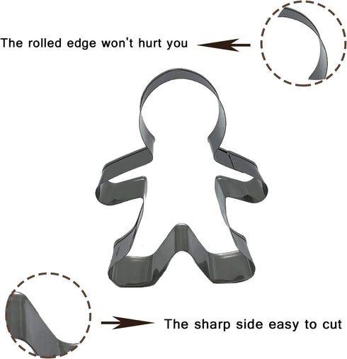 Christmas Cookie Cutters Set,3pcs Metal Cookie Cutters Metal Stainless Steel Biscuit Shape Mold for Baking Gingerbread Man Santa Claus and Christm...