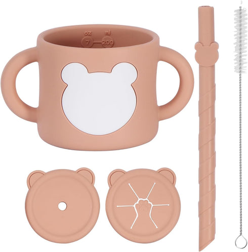 3-in-1 Silicone Training Cup Set - Ergonomic, Food-Grade Silicone, Includes Straw and Snack Lids, Dishwasher Safe...