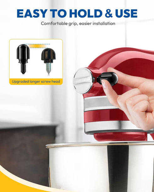 Attachment Knob Thumb Screw for KitchenAid Mixers, Upgraded 6061 Aluminum Long Screw Head Knob Replacement Parts, Replaces 9709194, 4162142, 24037...