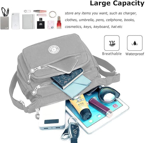 Women's Shoulder Bags Multi-Pocket Casual Crossbody Bag Handbags Waterproof Nylon Messenger Travel Bags Ladies Tote...