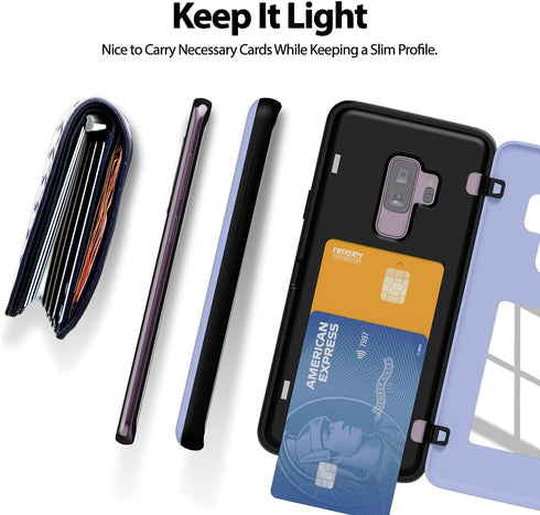 GOOSPERY for Samsung Galaxy S9 Plus (2018) Card Holder Wallet Case, Easy Magnetic Door Closure Protective Dual Layer Bumper Phone Back Cover with ...