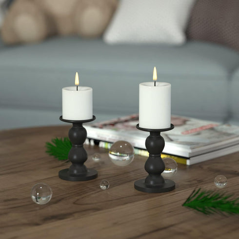Matte Black Iron Candle Holder for Pillar Candles - Modern Table Centerpiece and Farmhouse Decor - 6"...