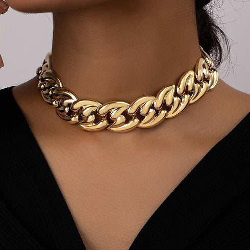 YOOESTORES82 Chunky Gold Cuban Chain Choker Necklaces,Trendy Punk Hip Hop Style Link Chain Necklaces,Dainty Exaggerated Accessories Jewelry Gifts ...
