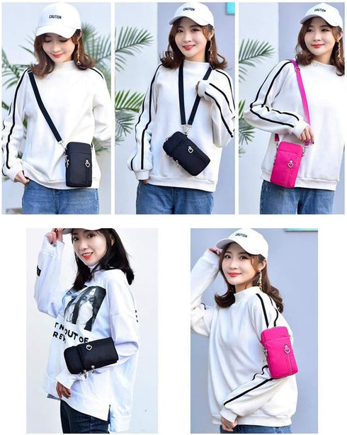 Women Nylon Cell Phone Purse Travel Crossbody Bag Wristband Sport Armband Wallet for Galaxy S10 Plus S9 Plus A50 A7 J7 Star J7 J7 Pro J4, Moto G7 ...