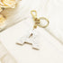 Gold KeyRing White Initial Pendant Thick Letter A B C D E F G Key Chain Bag Pendant for Men and Women...