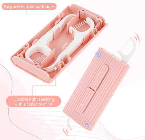 Portable Dental Floss Boxes, 2pcs Dental Floss Case Floss Pick Dispenser Refillable Floss Holder Travel Oral Care Tool for Teeth Cleaning 10 Adult...