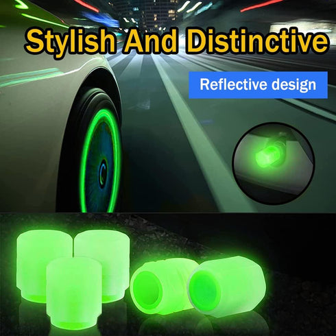 Tire Valve Stem Caps for Car, 5PCS Fluorescent Valve Stem Caps, Noctilucous Tire Air Caps Cover, Illuminated Auto Wheel Valve Stem Cap Fit for Car...