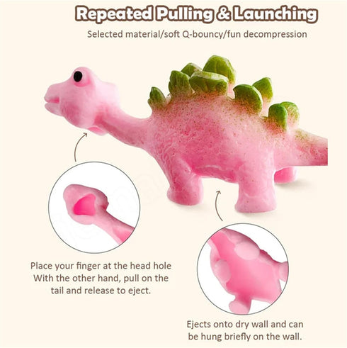 Slingshot Dinosaur Finger Toys, Mini Rubber Dino Figures Finger Sling Shot Toys, Flying Games Party Favors Gift Toy, Funny Gag Gifts for Kids Teen...