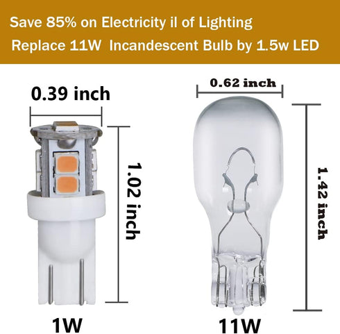 LED Landscape Light Bulbs 1W 12V Yellow White 2200K?7W Low Voltage Light Bulbs Equivalent?Wedge Base T5 Malibu Bulbs, Garden Light Bulbs, Landscap...