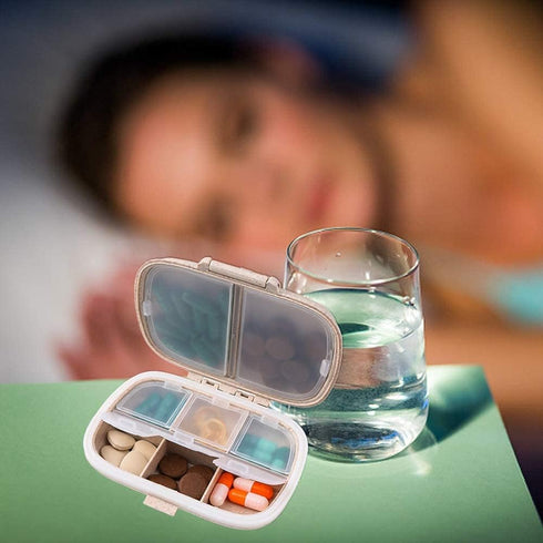 4 Pack Pill Organizer, Daily Pill Case with Label, 8 Compartment Travel Pill Box for Pocket Purse, Medicine Case, Waterproof Portable Pill Supplem...