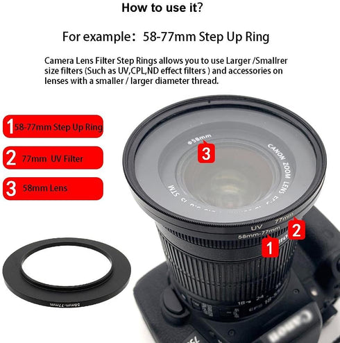 95 to 86mm Metal Step Rings/ 95mm to 86mm Step Down Ring Filter Ring Adapter for 95mm Camera Lens & 86mm UV CPL ND Filters Hoods Caps LingoFoto FS...