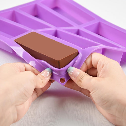 Large Rectangle Silicone Mold 2 PCS 8-Cavity Granola Bar Nutrition Cereal Bar Moulds Baking Pan for Energy Bar Chocolate Truffles Muffin Brownie C...