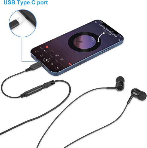 Wired in Ear Headphones with Mic and Type C Adapter Wired Earbuds with Microphone 3.5mm, HiFi Wired Earphone Kit Compatible with Most Smartphones/...