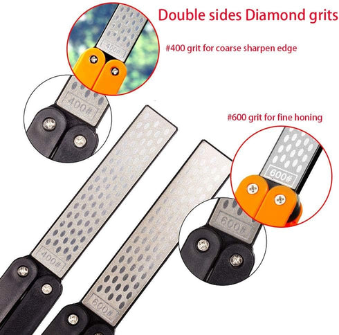 Diamond Knife sharpener Pocket Sharpening Stone #400/600 Double Sides Folding Portable Orange - 1pcs...