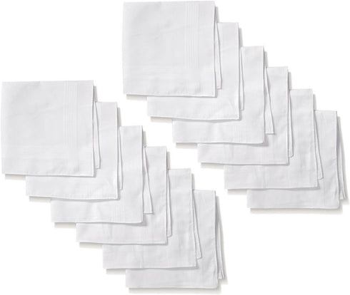 zy 12 Pack Pyrrhuline Handkerchiefs for Men,handkerchief,Mens Hankerchiefs,hankerchief cotton machine wash,Men's Handkerchiefs White Hankie Cotton...