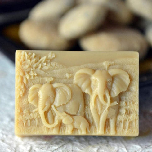 Elephant Family Silicone Soap Molds Animal Bar Soap Making Molds Square Soap Mould for Baby Shower...
