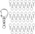 50 Pcs Snap Hook Key Accessories, Maveek Keychain Rings for Lanyard Craft Metal Key Ring with Chain DIY Silvery Clasp Bulk, Silver D Hook Lobster ...