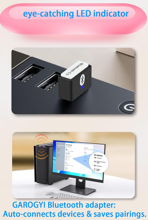 USB Bluetooth 5.3 Adapter for PC Supports Windows 11/10/8.1/7,Plug &Play For Win11/10, Mini 5.3+EDR Bluetooth Dongle Receiver&Transmitter for PC,L...