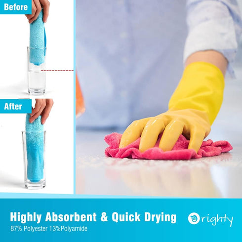 Orighty Microfiber Cleaning Cloths, Pack of 12, Highly Absorbent Cleaning Supplies, Lint Free Cloths for Multiple-use, Powerful Dust Removal Clean...