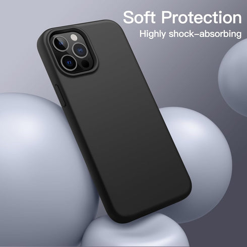 JETech Silicone Case for iPhone 12 Pro Max 6.7-Inch, Silky-Soft Touch Full-Body Protective Phone Case, Shockproof Cover with Microfiber Lining (Bl...