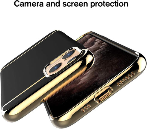 iPhone 11 Pro Case,RORSOU 3 in 1 Ultra Thin and Slim Hard Case Coated Non Slip Matte Surface with Electroplate Frame for Apple iPhone 11 Pro (5.8"...