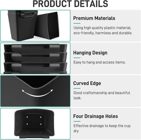 5 Pack Hanging Cup Holders, Multipurpose Rolling Cart Accessories Utility Cart Accessories for Art & Craft Supplies, Space Saving Hanging Storage ...