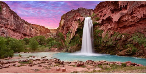 AWERT 72x18 inches Reptile Habitat Background Sunset Mountain Waterfall Terrarium Background Durable Polyester Background...