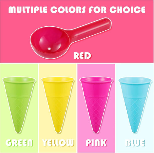 Kisangel 10pcs Plastic Ice Cream Cones Kids Ice Cream Scoop Set Outdoor Beach Toys Kids Sand Mold Toys for Seaside Play Sand Toys(Random Color)...