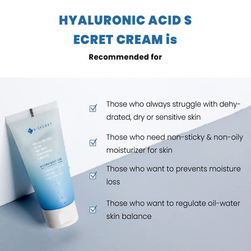 KSECRET Hyaluronic Acid Soothing Cream, 2.7fl.oz. / 80ml | Korean Skincare | Sea Water (76%) Based Soothing Moisrurizer for ALL skin types with 8 ...